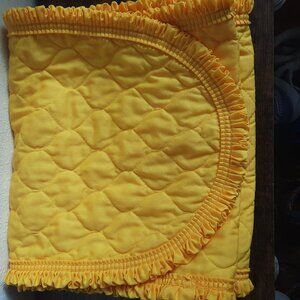 89" Handmade Quilted Table Runner in Yellow with ruffles 13" wide